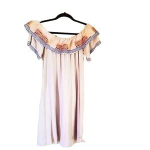 Chelsea & Violet Womens Dress Cream M Off-Shoulder Boho Sheath